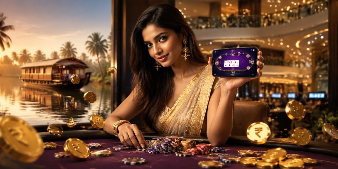 Poker game screen on mobile in Kerala
